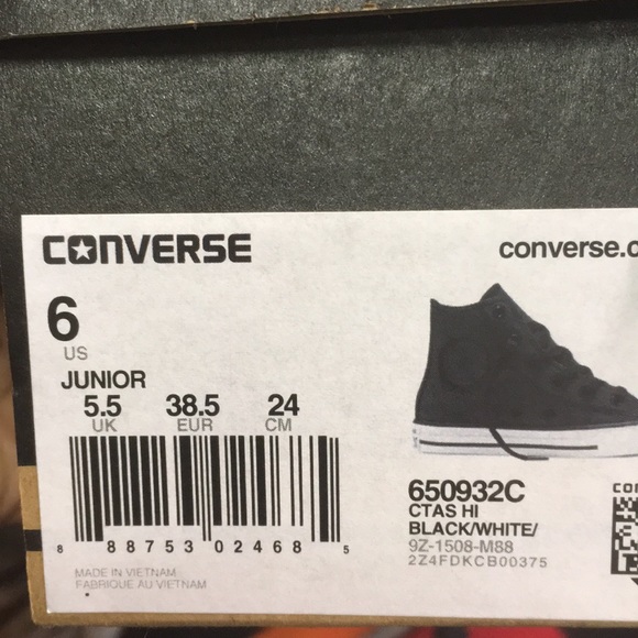 Converse 650932C Ctas Hi Black junior walking Shoe - Picture 4 of 5